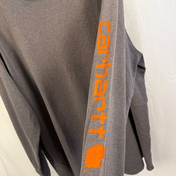Carhartt Mens 2XL Tall Long Sleeve Gray Original Fit Logo Graphic T-Shirt - Picture 6 of 8